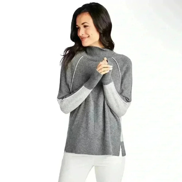 Vineyard vines 100% cashmere multi raglan turtleneck sweater gray size XS - Picture 1 of 11